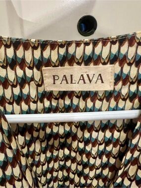 Palava Women's Patterned Dress in Cream, Teal & Brown